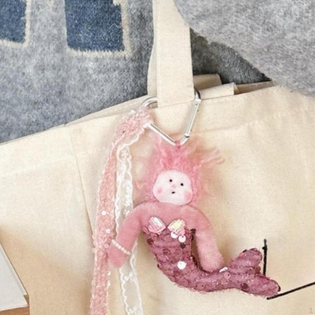 Sequins Mermaid Doll Keychain Backpack Charm for Birthday Gift Handbag Wallet