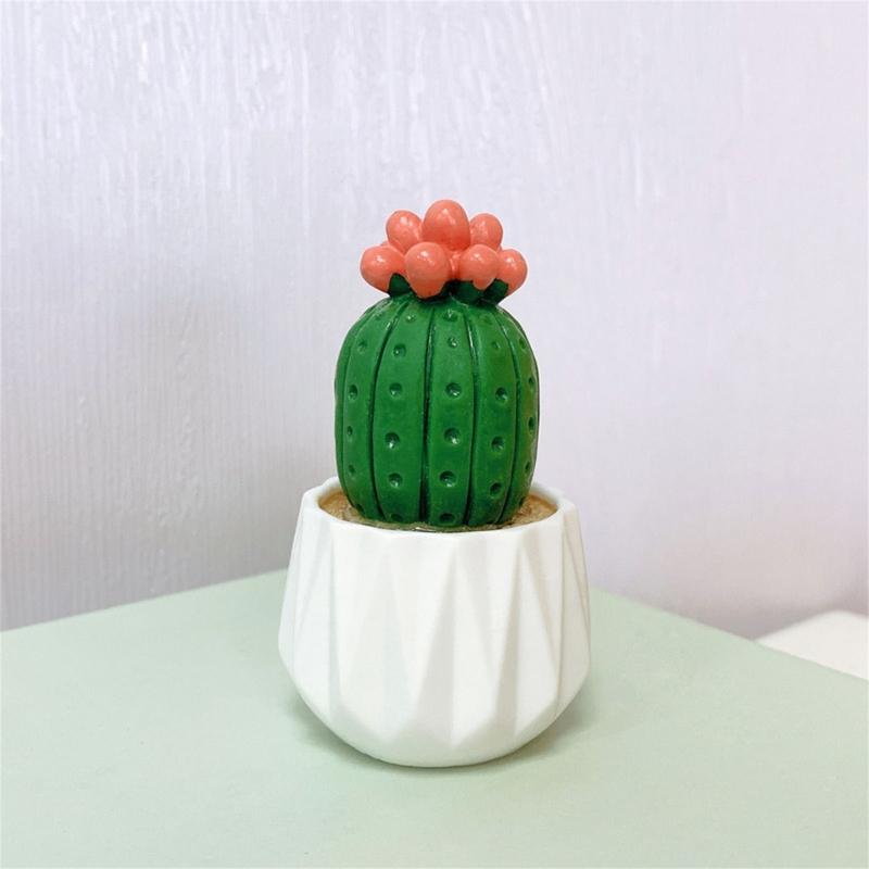 Mini Grüne Kaktusfigur Harz Sukkulente Topfpflanze Ornament Mini Bonsais Dekoration für Auto Armaturenbrett Dekorationen