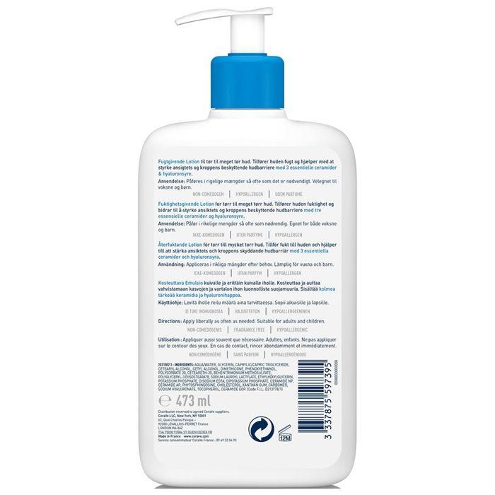 Lait Hydratant - Cerave - 473ml - Hypoallergénique - Peaux Sensibles - Texture Lait