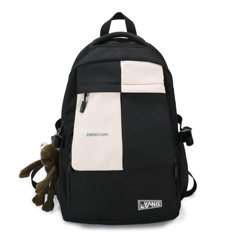 Schoolbag couple schoolbag male new Korean version Harajuku contrasting color double backpack female high school college student casual double
