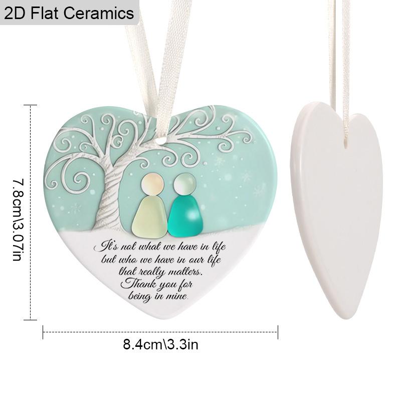 Ceramic Heart Shape Not What We Have But Who We Have Friendship Gift Hanging Ornament, Decorative Hanging Decorations, Festive Christmas Tree Decor