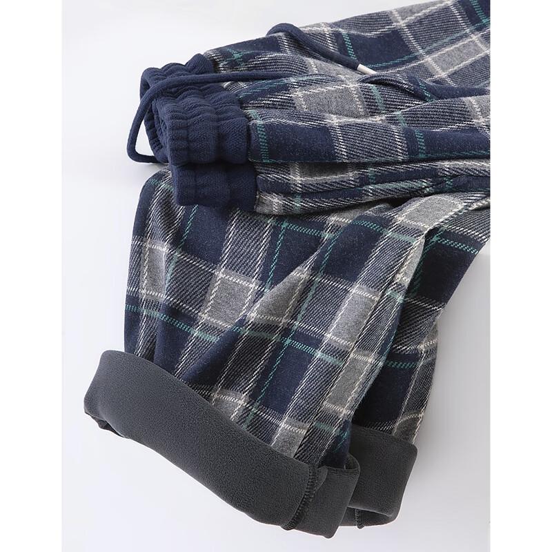 Sibaishe Women's Fleece-Lined Plaid Elastic Waist Drawstring Casual Pants