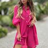 Spring New Women's Two-piece Shirt Set Plus-size Shirt Set High-waisted Loose Shorts
