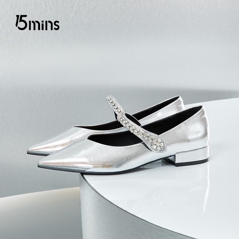 15MINS Women s Elegant Pointed Toe Block Heel Pumps 38