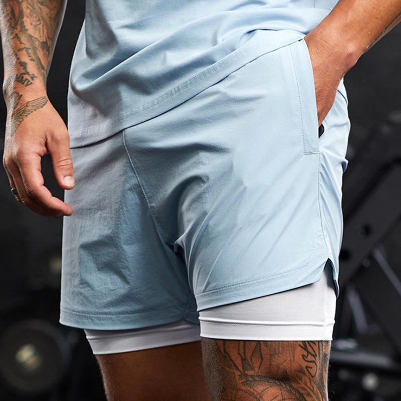 Men s American Style Double Layer Quick Dry Shorts for Running, Cycling, Training & Swimming XL
