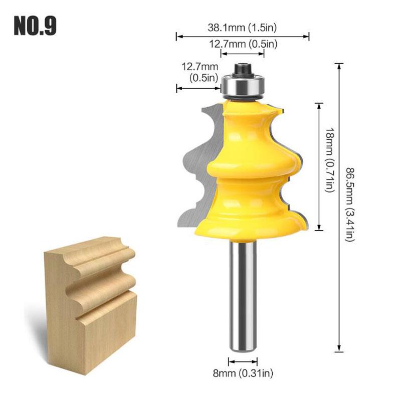 Architectural Molding Handrail Router Bit Casing Base CNC Line Woodworking Cutters Face Mill 8mm Shank