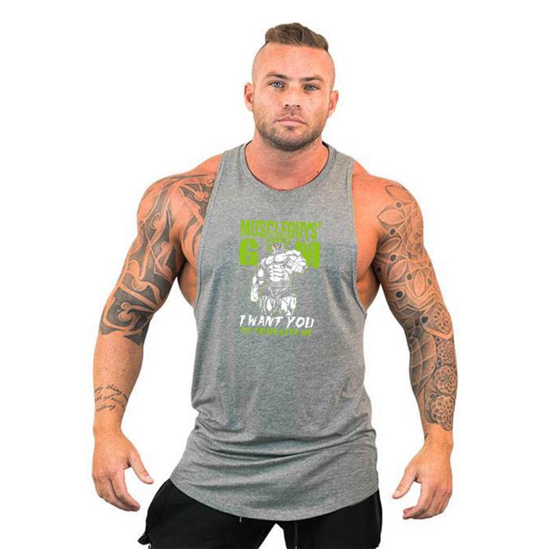 

Спортивная майка из хлопка в корейском стиле для занятия спортом XXL серый