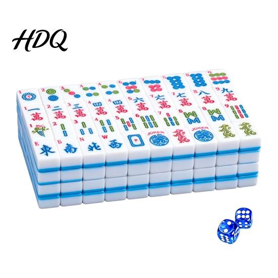 Mahjong Game Set 166Pcs 30MM Mini American Tiles with 2 Dice 4 синий