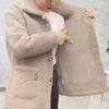 Women Winter Coat Soft Thick Plush Solid Color Pockets Vintage Lapel Warm Cold Resistant Long Sleeve Single-breasted Lady Outdoor Jacket