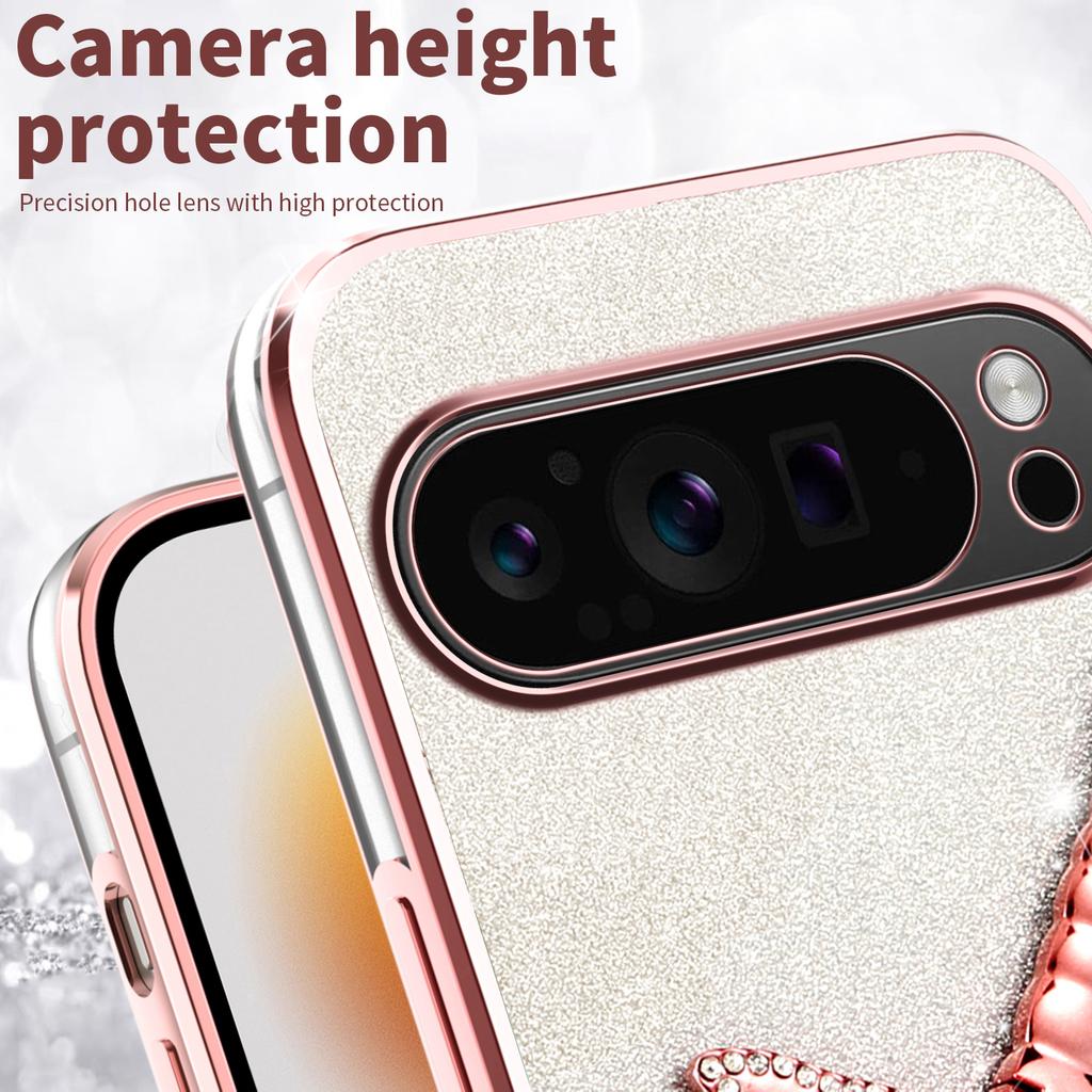 KADEM For Google Pixel 10 Pro XL Case Dragonfly Kickstand TPU Flowers Glitter Phone Cover