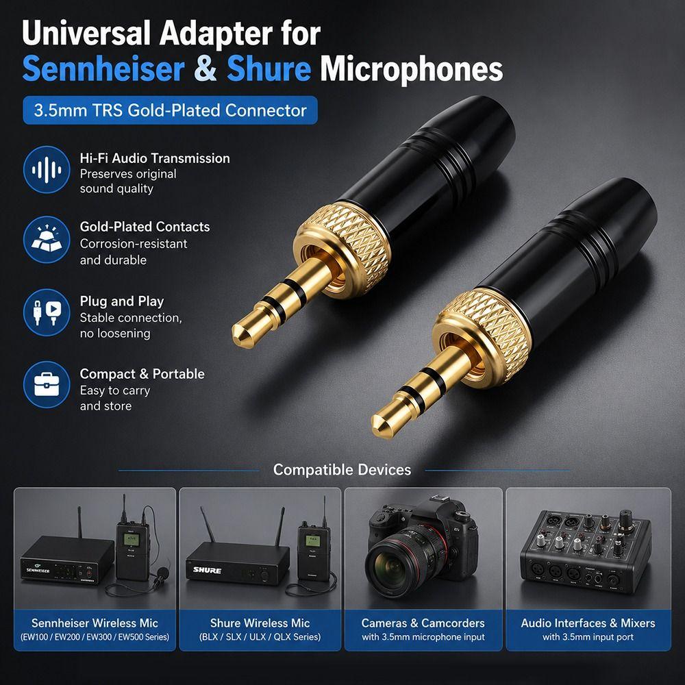 1Pcs Gold-Plated Contact 3.5mm Audio Male Plug Stereo Headphone Jack Plug For Sennheiser Mic
