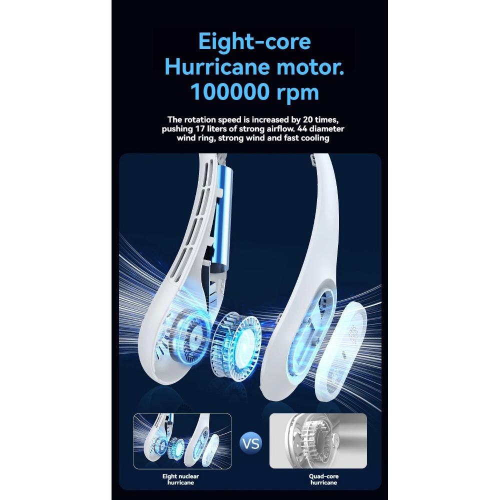 Summer Lazy Person Hanging Neck Fan Outdoor No Leaf Silent Small Fan Air Conditioning Fan Charging Portable Travel Small Electri