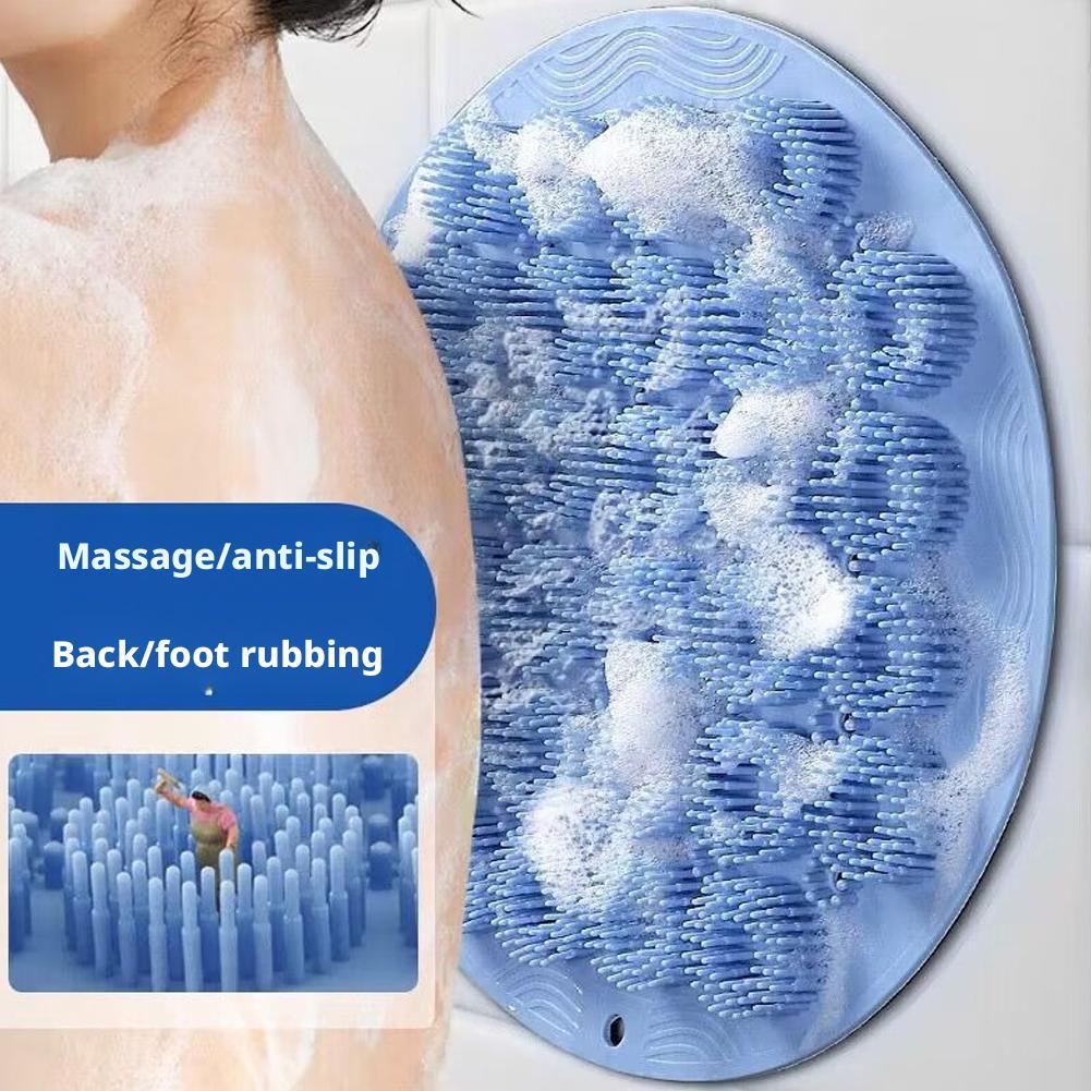 Lazy Bath Massage Foot Pad Wall Mounted Suction Cup Back Massage Scrubber Mat Exfoliating Strong Suction Non-Slip