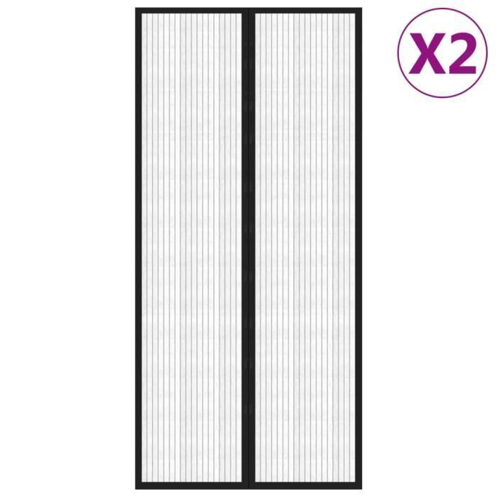 VidaXL Rideaux de porte anti-insectes 2pcs avec aimants Noir 220x110cm
