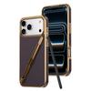 Plaid Cross-Side Sticker for iPhone 17 Pro Max Electroplated Case with Pen Slot for Apple 16 Integrated Case