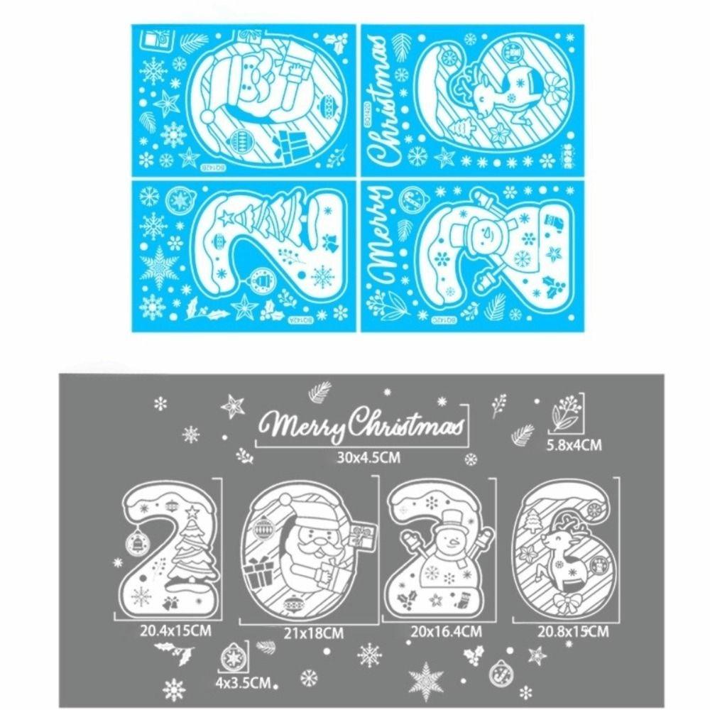 2026 Christmas Window Sticker Santa Claus Pattern Elk Snowman Design Festival Party Sticker Snowflake Motif