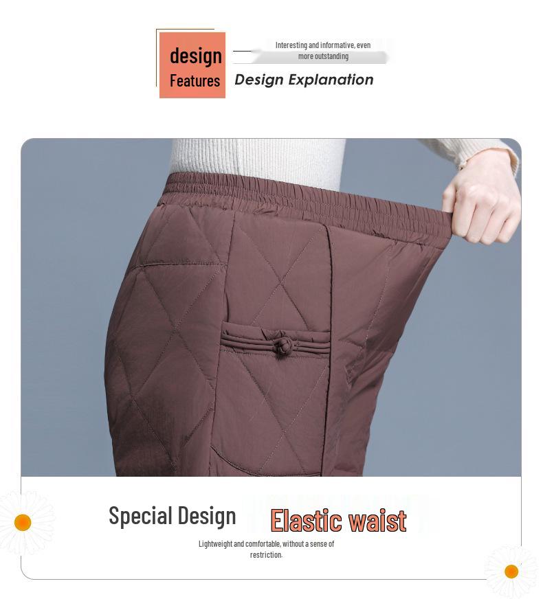 Women's Winter High Waist Down Pants for Middle-aged & Elderly - Warm Cotton Outerwear