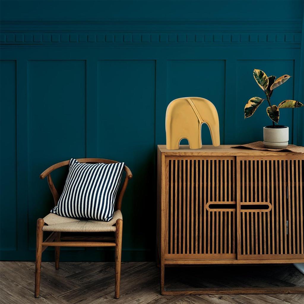 Golden Sleek Modern Elephant Ceramic Figurine | Luxury Home Décor Accent | Elegant Statement Piece for Living Room | Pack of 1