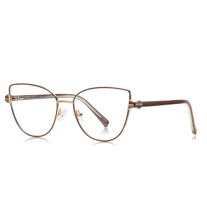 Elegant Beige Cat Eye Reading Glasses Women Luxury Metal Frame Computer Goggles Vision Care Blue Light Blocking Eyewear