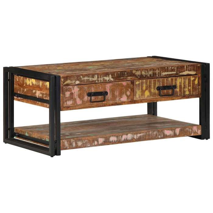 VidaXL Table basse multicolore 90x50x38 cm bois de récupération massif, table latérale, table de salon, table d'accent, bout 4016686