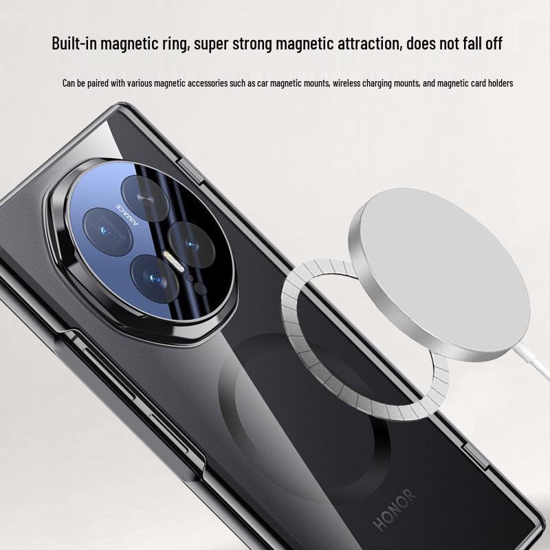 Compatible Honor Magic V6 Foldable Phone Case: Transparent Magnetic Charging, Full Coverage, Anti-Drop Protection.