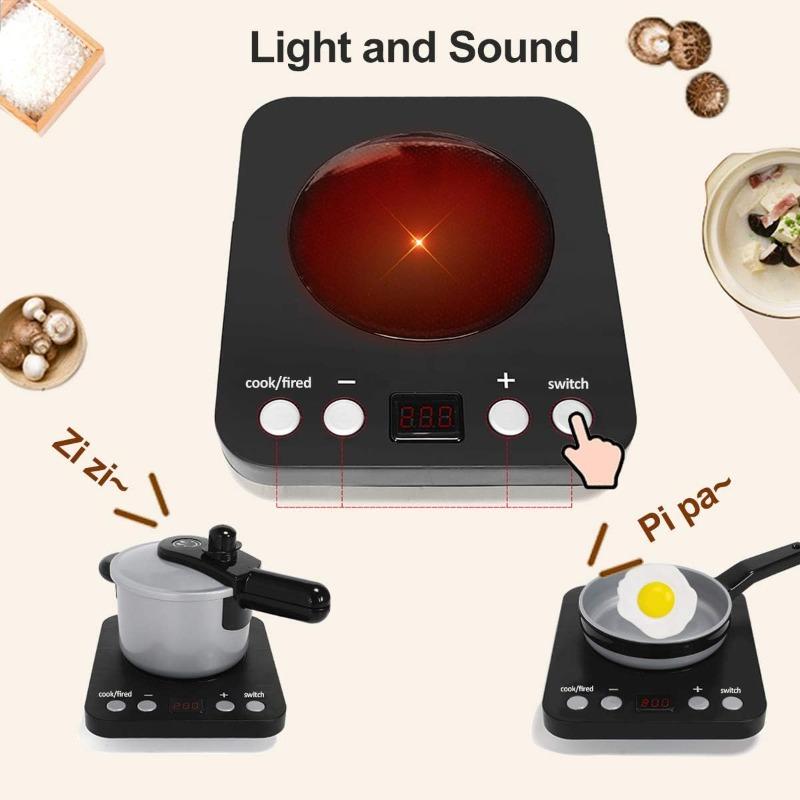 Kids Kitchen Toy Set Toddler Pretend BBQ Camping Cooking Playset Pot Pans Utensils Cookware Play Food Birthday Gift for Girl Boy