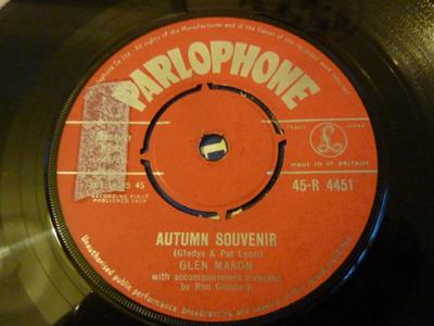 7-дюймова платівка GLEN MASON - Autumn Souvenir 45R4451 Parlophone 1958 UK Поп Вживана