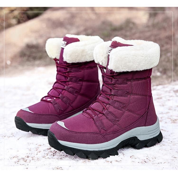 

Women s winter thickened padded waterproof comfortable warm anti cold lightweight hiking waterproof non-slip thick sole snow boots 42