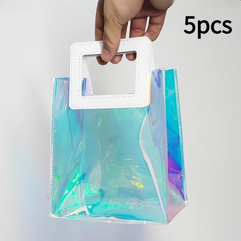 5pcs Holographic Gift Bags, Party Favor Bags, Holiday Gift Bags
