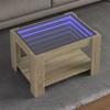 VidaXL Coffee Table with LED Sonoma Oak 73x53x45 Cm Engineered Wood, Side Table, Living Room Table, Side Table, 847548