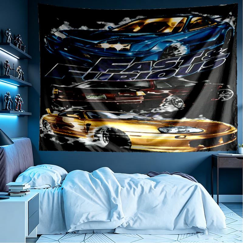 Fast & Furious Print Tapestry, Lightweight Wall Hanging, for Bedroom, Dorm, Living Room, Home Art Decor, Birthday Christmas Gift for Friends
