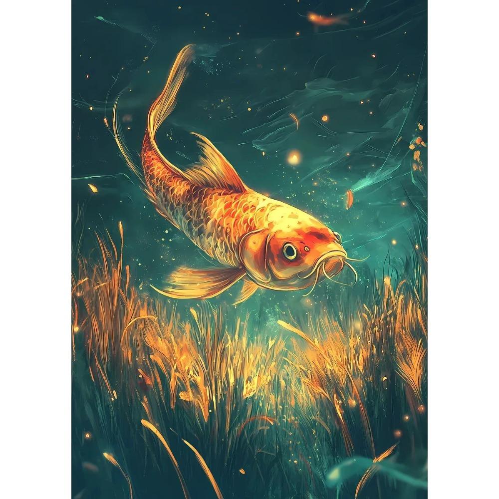 Classic Surreal Golden Koi Fish Posters Fishes Swimming Anime Art Prints Canvas Painting Wall Pictures Home Living Room Decor