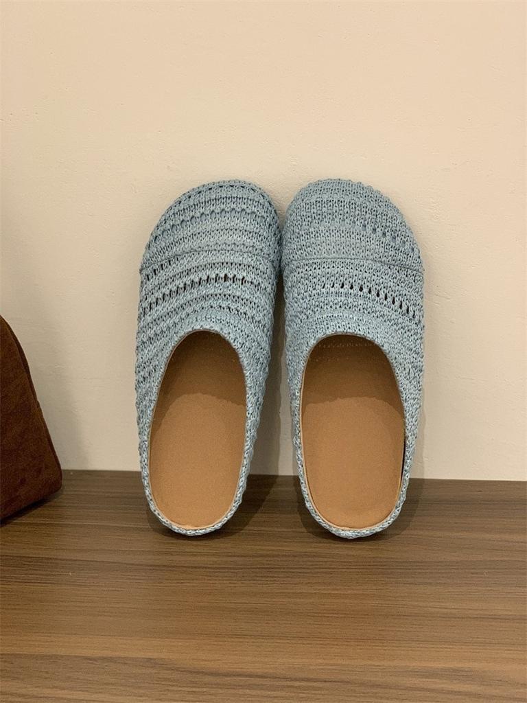 New Woven Bag Head Half Slippers Women's Versatile Casual Flat Women's Shoes