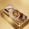 Golden Rose Pattern Glass Phone Case Suitable for Samsung Galaxy S26 S25 S24 S23 S22 S20FE/Ultra/Plus Four Corner Anti Drop Case