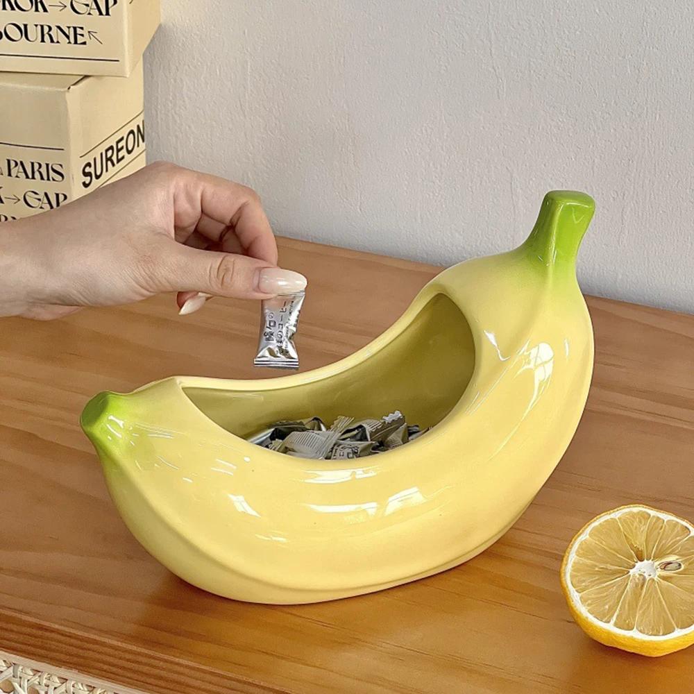 Creative Banana Desktop Storage Box Entrance Key Storage Pallet Ceramic Desktop Decorative Ornament Remote Control Storage Box