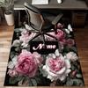 1PC Custom Name Floral Name Frame Theme Floor Mat Ideal for Living Room, Game Rooms, Office, Bedroom Floor Mat Playful Design