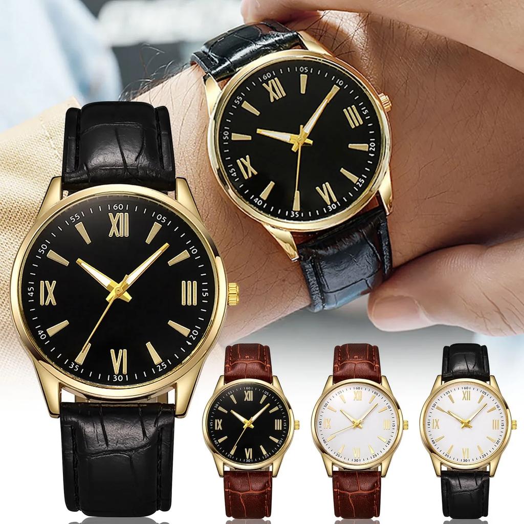 Minimalist Watch for Men Leather Thin Band Business Wristwatch Casual Quartz Watches