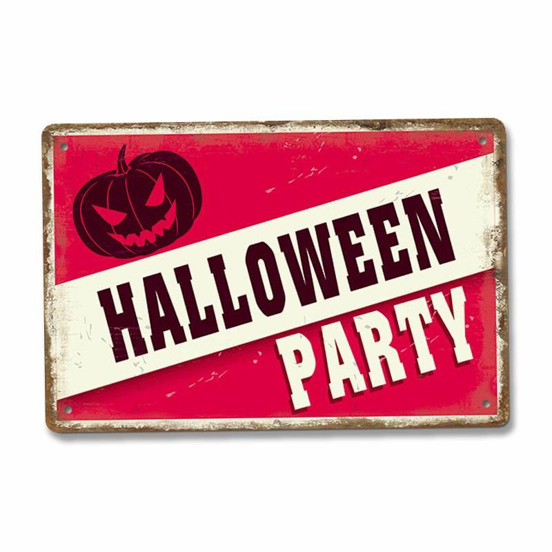 Vintage Halloween Trick or Treat Party Poster Tin Signs  Metal Plate Wall Decor for Cafe Bar Pub  Perfect Halloween Gift