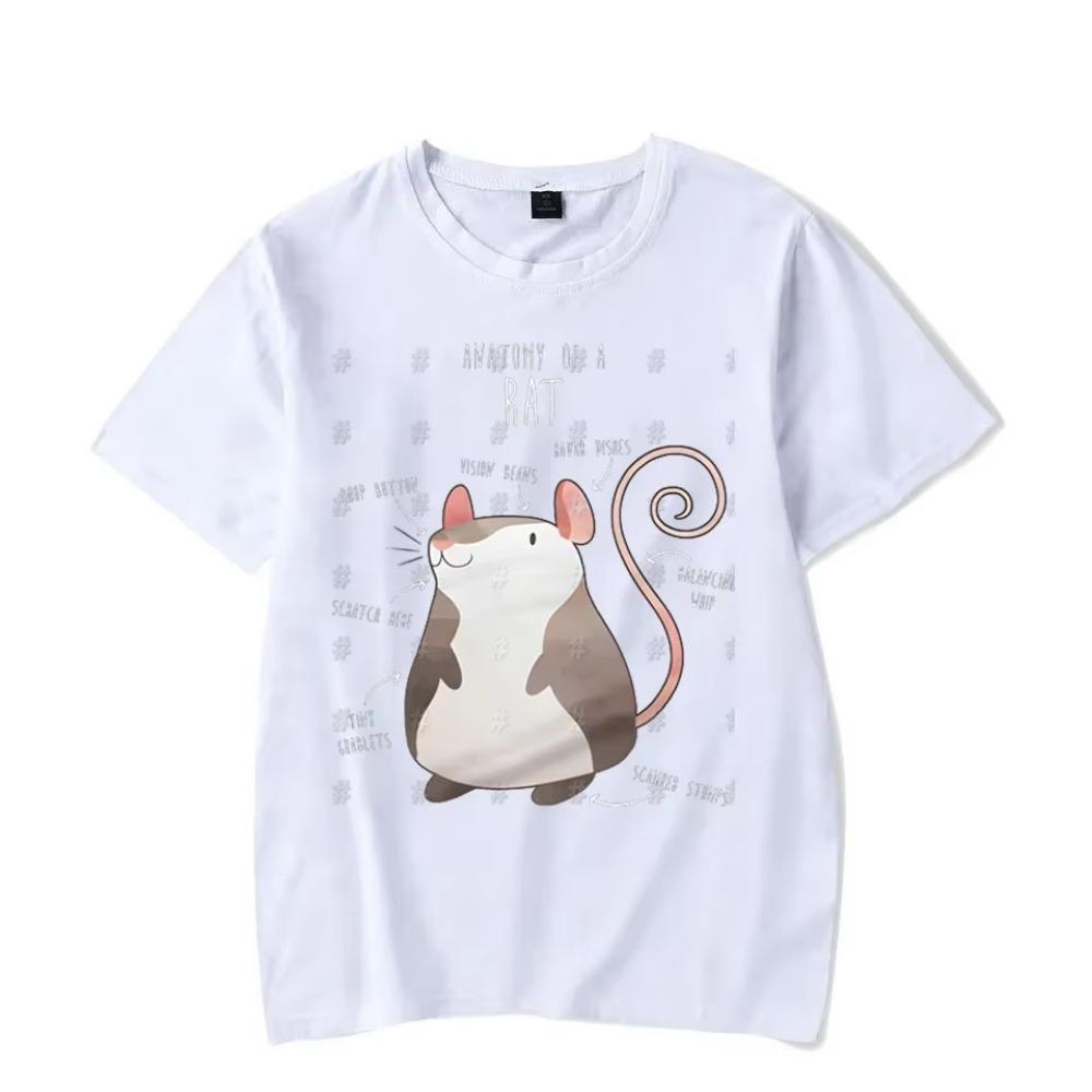 Top Men Women's T-shirt Cute Rat Printed Short Sleeve Male T-shirt Harajuku Fashion Couple Loose Street Style Y2K Tops Clothing