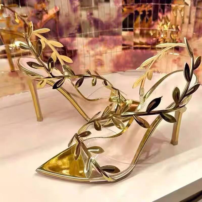 Temperament Banquet Sandals Summer New Pointy Open Toe Transparent Strap Anti-slip Wear-resistant Stiletto Heels