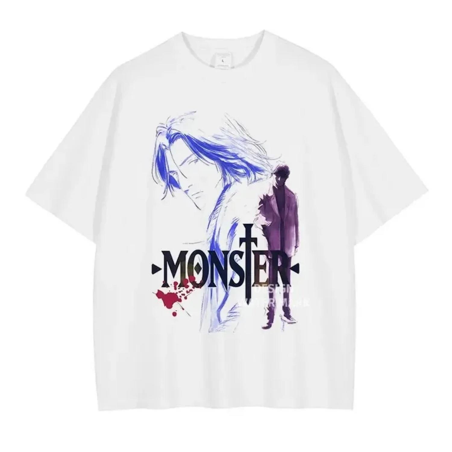 

2026 Monster Johan Liebert Graphic Print T-shirt Tenma Naoki Urasawa Exclusive T-Shirt Casual Cotton Street Harajuku Tee S разноцветный