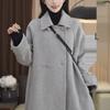 Plus Size Women's Korean Style Slimming Mid-Length Woolen Coat for Autumn/Winter - Loose Fit, Petite Long Jacket.