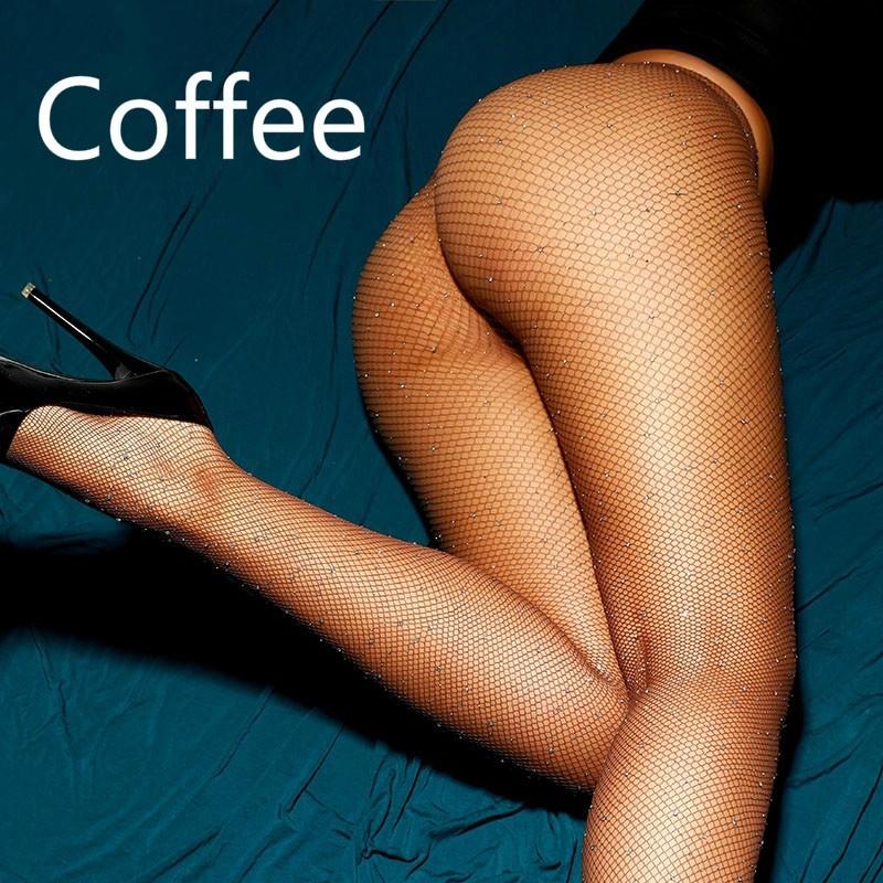 Weihnachtsgeschenke Neue Mode frauen Kristall Strass Elastische Schwarze Strümpfe Fischnetz Strumpfhosen Unterwäsche Femmes Bas Strümpfe