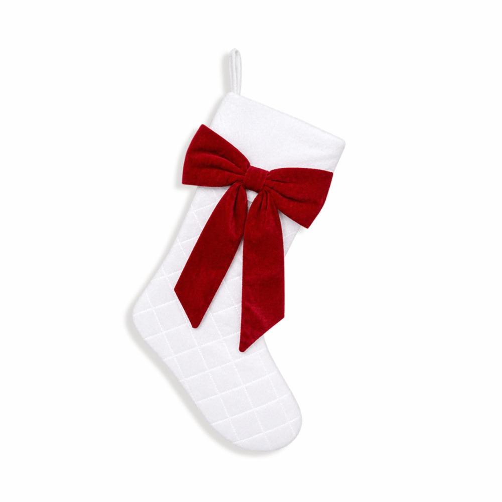 Velvet Christmas Stocking Gift Bag Padded Fireplace Hanging Ornament  Fireplace Decor