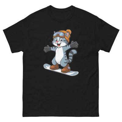 Grey Cat Snowboarding Fun Snowboarder T-Shirt