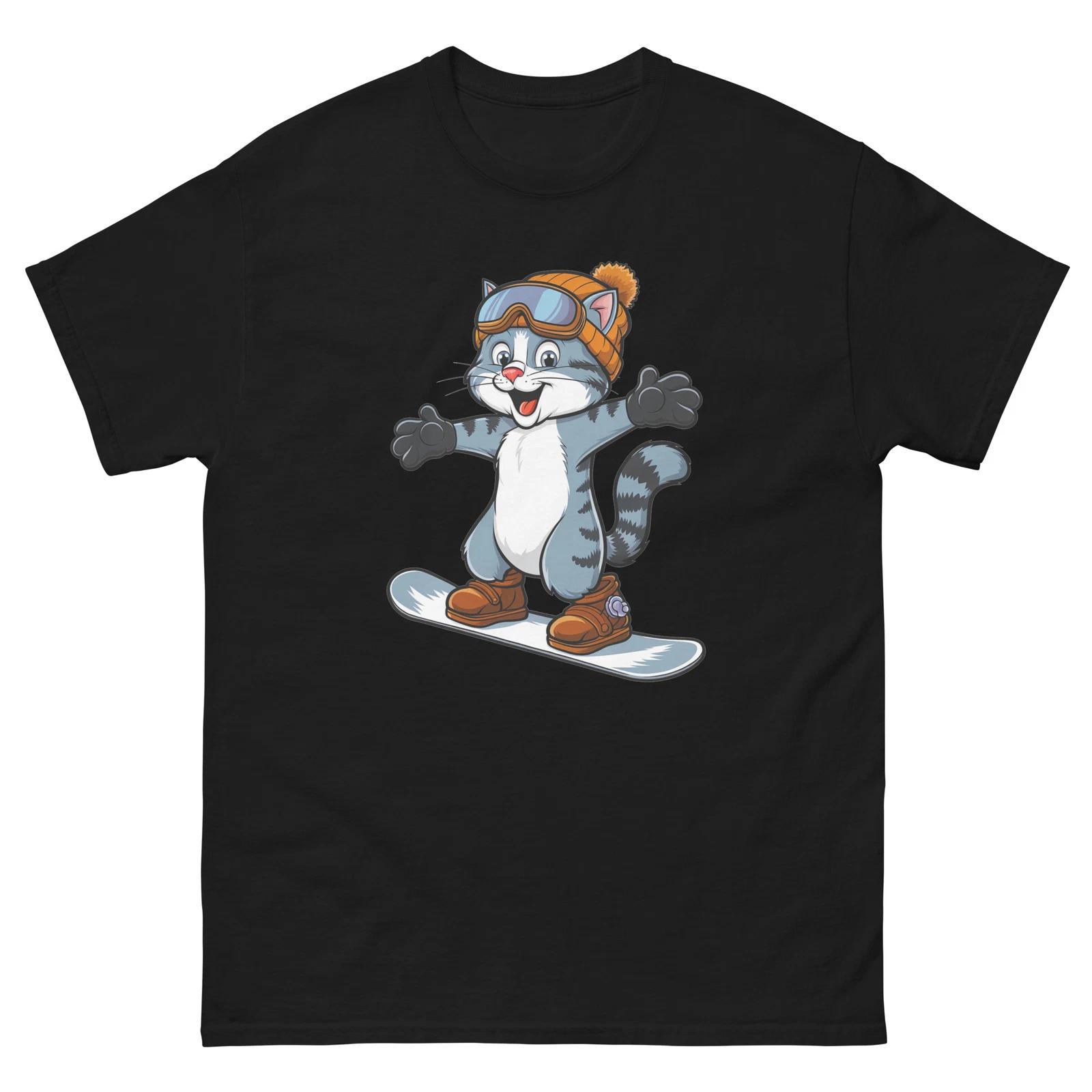 Grey Cat Snowboarding Fun Snowboarder T-Shirt 4XL