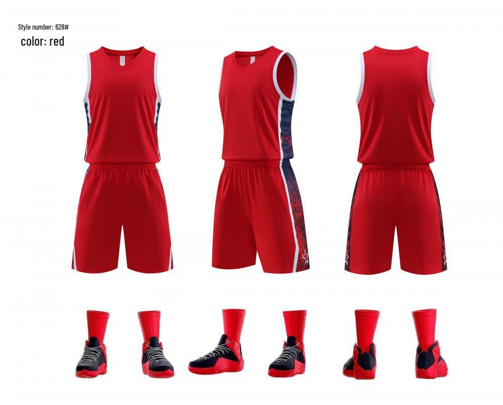 Dream Team Youth Basketball Uniform Set - Kids Competition Training Sports Vest XL красный