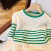 Women's High-Grade Mohair Striped Knit Sweater - Soft, Fluffy, Contrasting Colors, Long Sleeve, Lazy Autumn Style