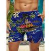 Summer New Hawaiian Plant Print Men's Street Hip Hop Casual Shorts Men's Summer Swim Shorts Drawstring Casual Shorts