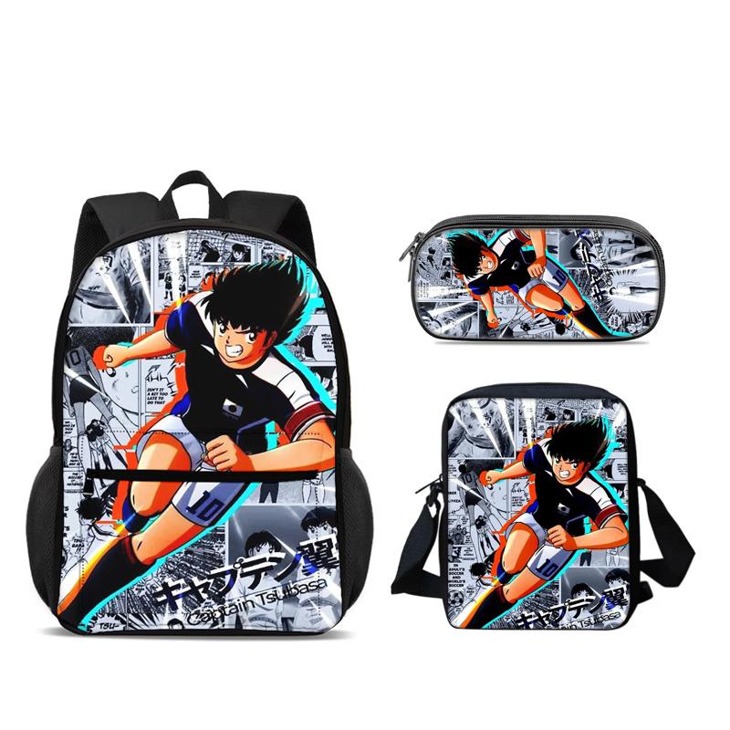 Captain Tsubasa Backpack Pen Bag Shoulder Bag 3pcs Set Versatile  Large Capacity Boy and Girl School Birthday Best Gift